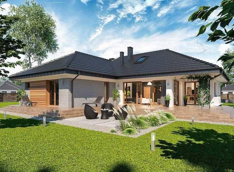 Mẫu nhà cấp 4 chữ L mái tôn giúp tiết kiệm chi phí, tối ưu được diện tích sử dụng và đón ánh sáng tốt