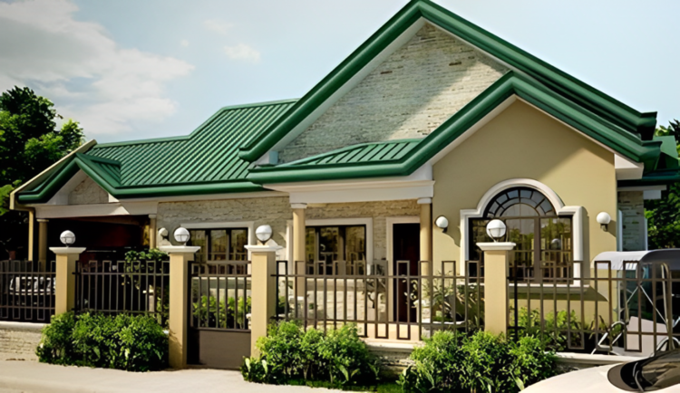 Mẫu nhà cấp 4 chữ L mái tôn đơn giản, truyền thống, mộc mạc