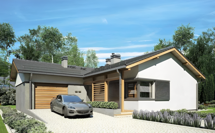 Mẫu nhà cấp 4 chữ L đơn giản thiết kế mái tôn sang trọng