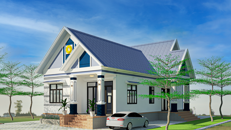 Mẫu nhà cấp 4 mái Thái 80m2 thiết kế sang trọng, thượng lưu