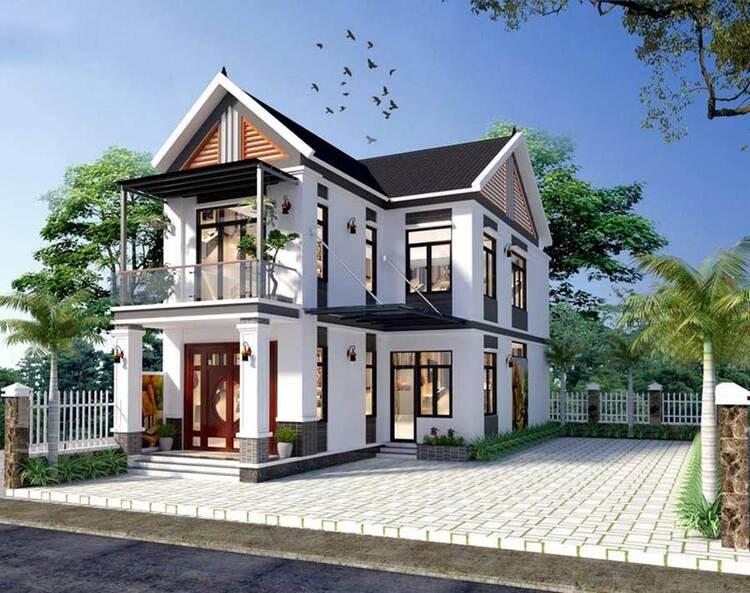 Mẫu nhà vườn đẹp mái Thái 2 tầng rộng rãi