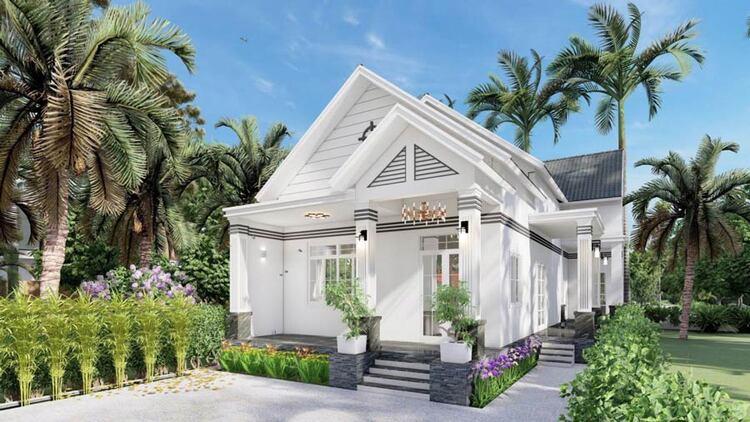 Xây nhà cấp 4 chữ L nông thôn 500 triệu đơn giản, đẹp