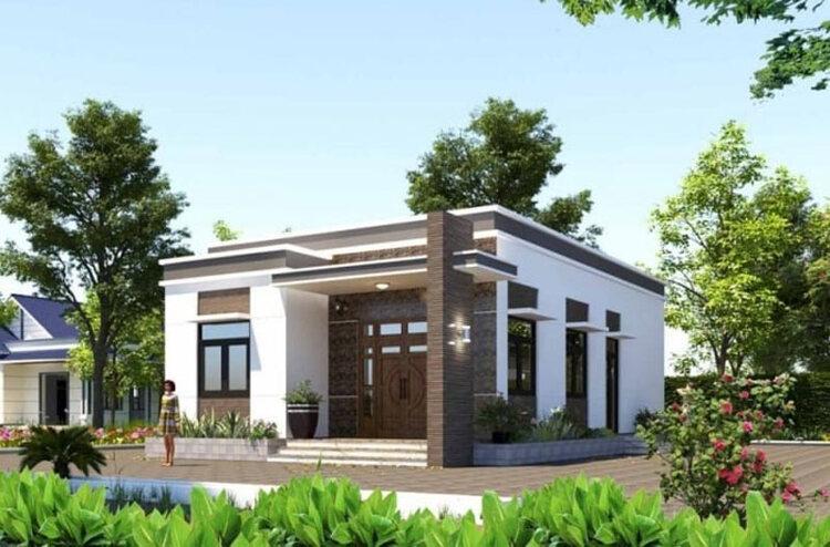 Mẫu nhà mái bằng cấp 4 đơn giản có diện tích rộng rãi, thoải mái 