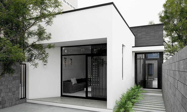 Mẫu nhà mái bằng cấp 4 đơn giản thiết kế lối đi bên hông ngôi nhà 