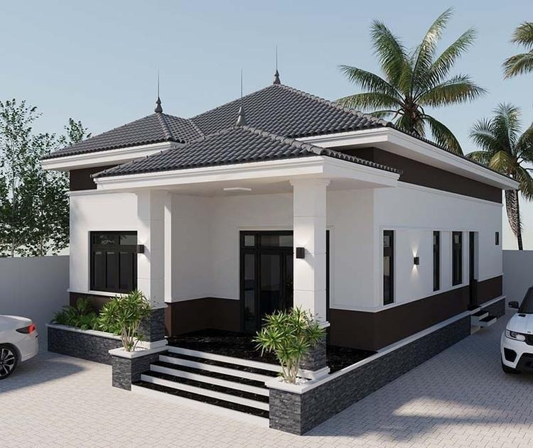 Mẫu nhà cấp 4 mái Nhật 3 phòng ngủ thiết kế tối giản, hiện đại