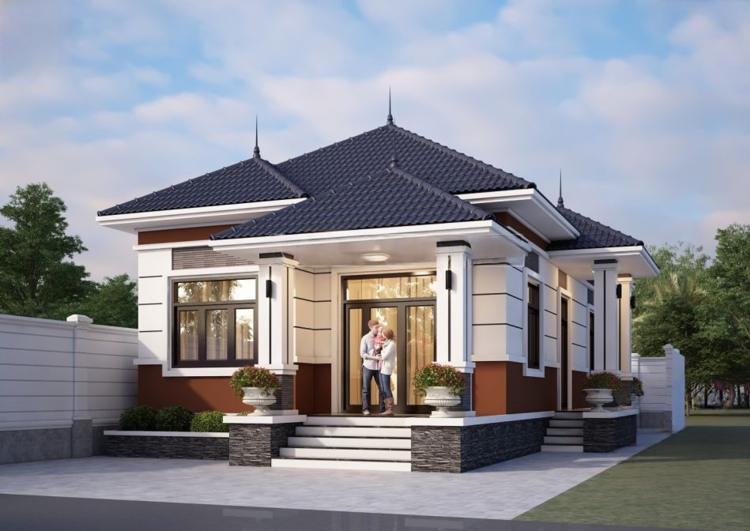 Mẫu nhà cấp 4 mái Nhật 4 phòng ngủ có thiết kế thông minh, tiện nghi