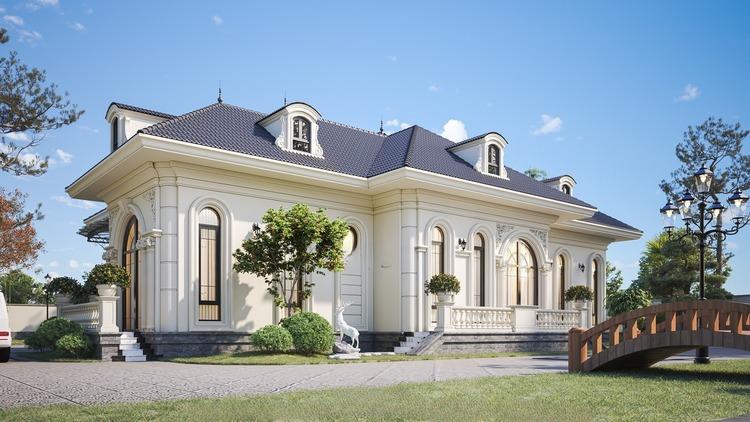 Mẫu nhà mái Nhật 1 tầng đẹp, đẳng cấp, phong cách tân cổ điển 