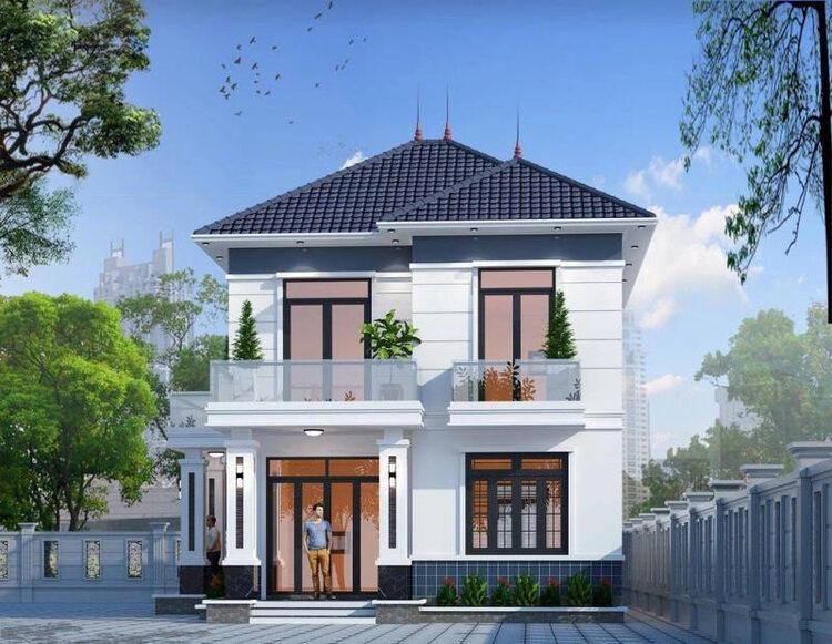 Mẫu nhà 2 tầng mái Nhật có tính thẩm mỹ cao 