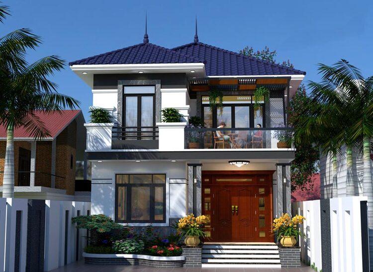 Mẫu nhà vuông 2 tầng mái Nhật được nhiều gia chọn ưa chuộng