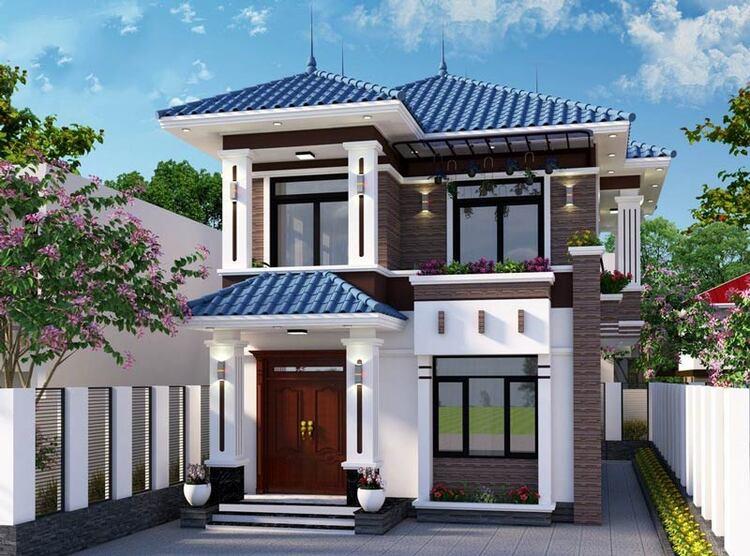 Mẫu nhà vuông 2 tầng mái Nhật hiện đại, tinh tế, sang trọng 