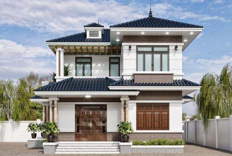 Các mẫu nhà mái Nhật 2 tầng đẹp có phần mái dốc nhẹ 