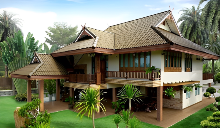 Mẫu nhà sàn bê tông cốt thép hiện đại, đồ sộ