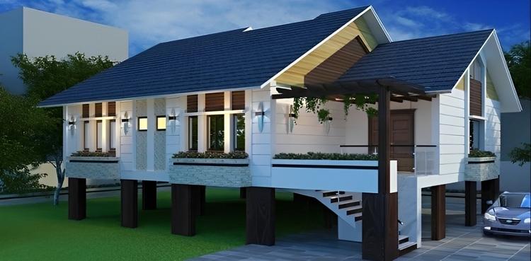 Mẫu nhà sàn bê tông mái Nhật đẹp, sang trọng, đẳng cấp