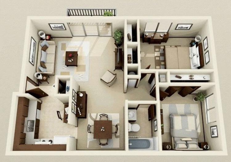 Bản vẽ nhà cấp 4 mái Nhật đẹp 2 phòng ngủ chi tiết, đầy đủ công năng