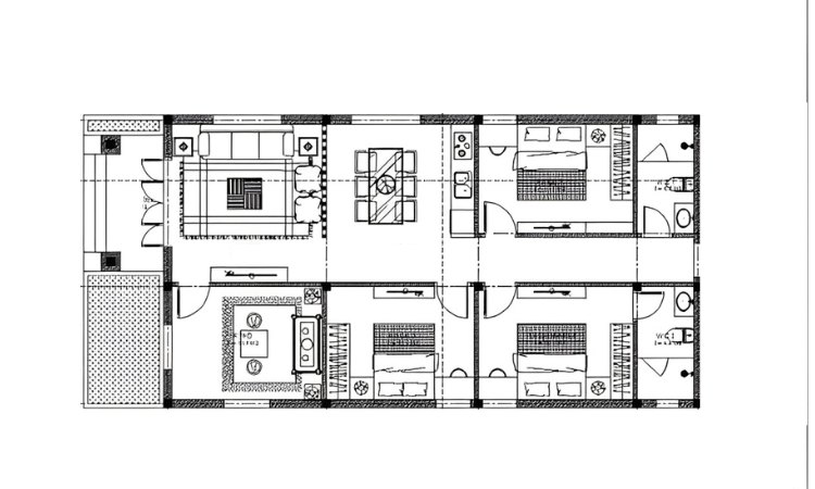 Bản vẽ nhà gác lửng 3 phòng ngủ hiện đại, thiết kế tiện nghi