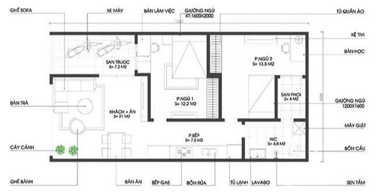 Bản vẽ thiết kế nhà 1 tầng diện tích 4x8m đơn giản, dễ hiểu