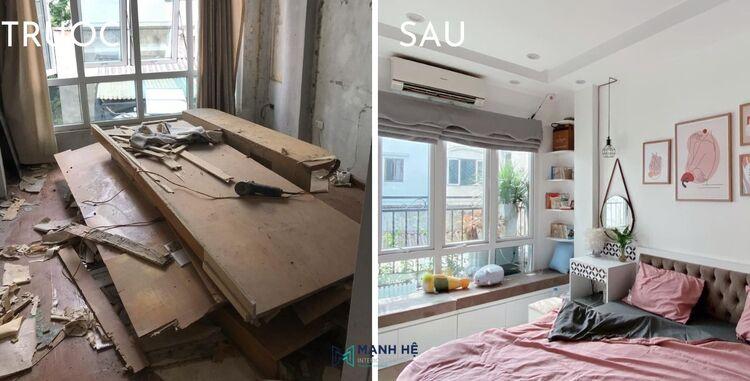 Hình ảnh trước và sau khi cải tạo phòng ngủ