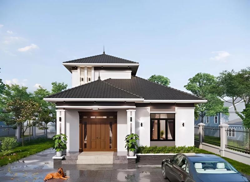 Mẫu nhà cấp 4 mái Nhật 4 phòng ngủ gác lửng đơn giản, chi phí thấp 