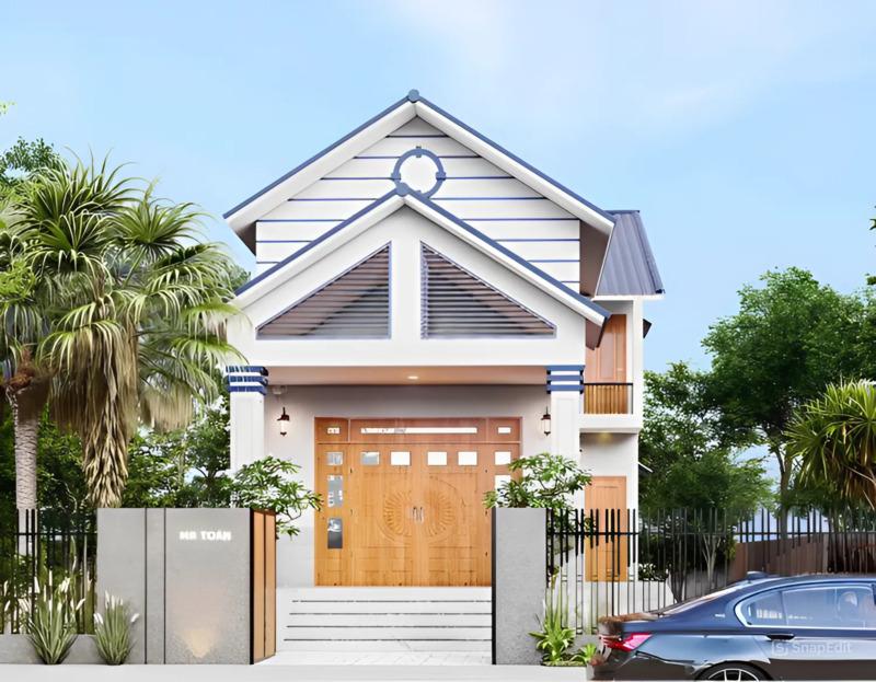 Mẫu mặt tiền nhà cấp 4 mái Thái 3 phòng ngủ gác lửng 5m siêu đẹp