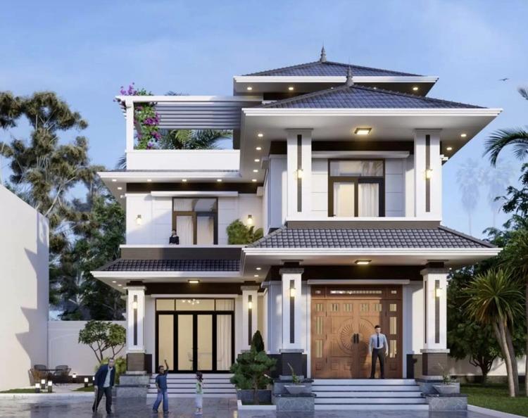 Mẫu nhà 2 tầng 1 tum mái Nhật tối ưu không gian sống 