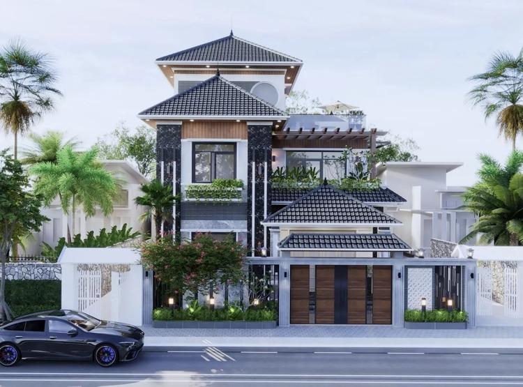 Mẫu nhà 2 tầng 1 tum mái Nhật với thiết kế tinh tế, hiện đại