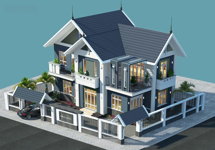 Mẫu biệt thự nhà vườn 2 tầng mái Thái đầy đủ tiện nghi và công năng sử dụng 