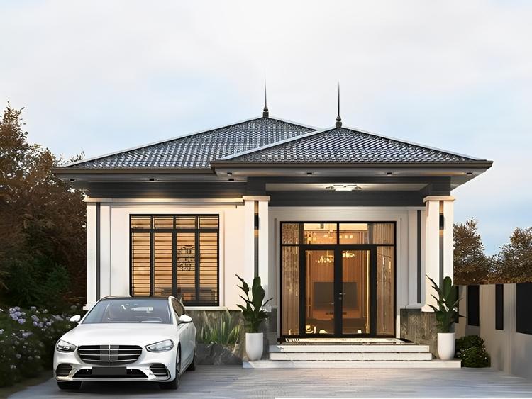 Mẫu nhà cấp 4 mái Nhật hiện đại 8x16m thiết kế rộng rãi, thoáng mát