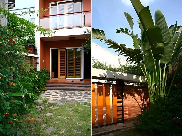Mẫu nhà ống 3 tầng đẹp, hiện đại kết hợp với thiết kế sân vườn thoáng mát 