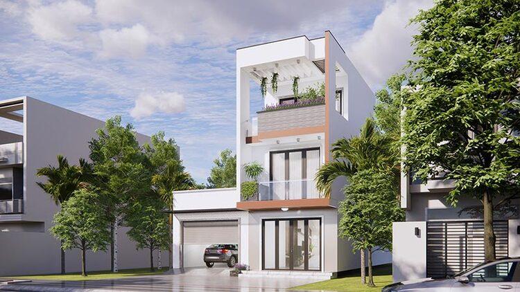 Mẫu nhà ống 3 tầng mặt tiền 7m đẹp, tạo không gian sống thông thoáng