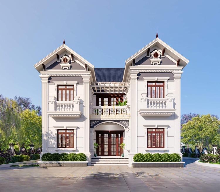 Mẫu nhà ống 3 tầng chữ U đẹp, thiết kế thông thoáng, hiện đại 