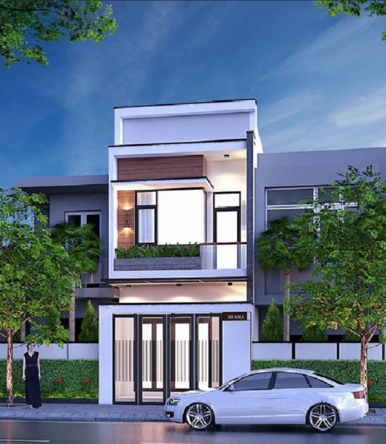 Mẫu nhà ống 2 tầng mái bằng diện tích 4x14m 