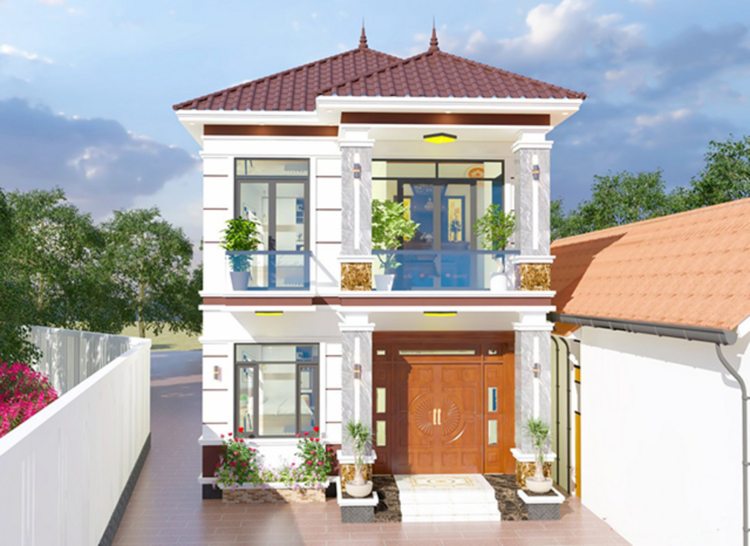 Mẫu nhà ống mái Nhật 2 tầng hiện đại, cao cấp