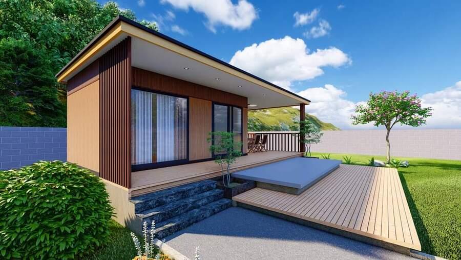 Mẫu nhà tiền chế cấp 4 đẹp với thiết kế hiện đại, không gian rộng rãi 