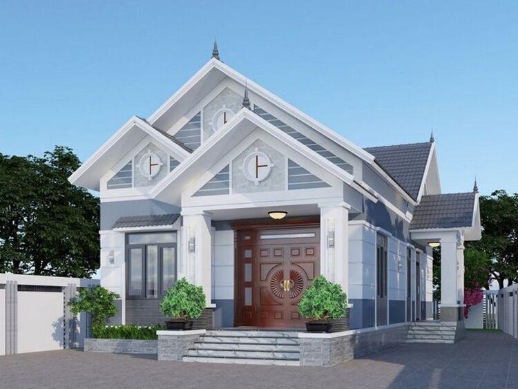 Mẫu nhà cấp 4 3 phòng ngủ 100m2 với thiết kế mái Thái thanh thoát, giúp thoát nước hiệu quả