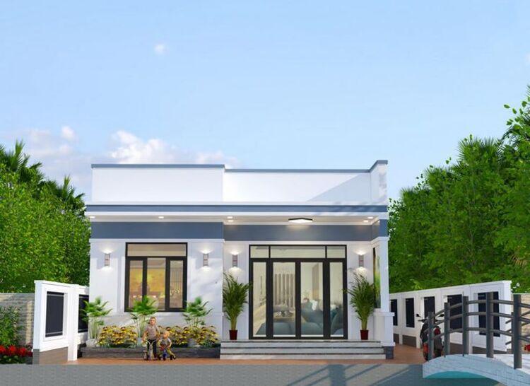 Mẫu nhà cấp 4 3 phòng ngủ 100m2 mái bằng trẻ trung, hiện đại