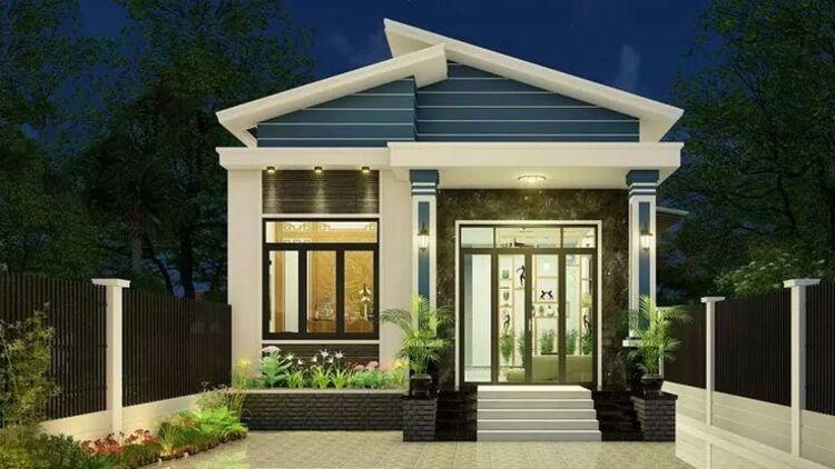 Mẫu nhà cấp 4 3 phòng ngủ 100m2 mái lệch có phòng thờ, 3 phòng ngủ