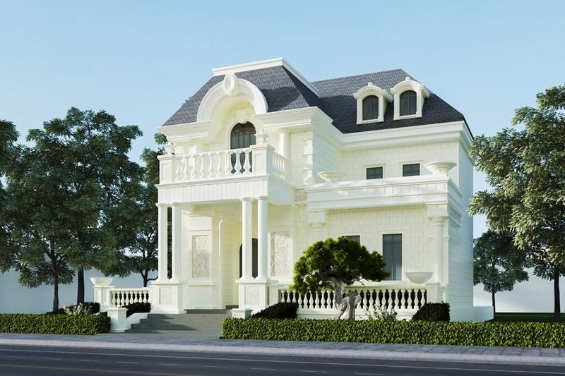 Thiết kế biệt thự mini sử dụng màu trắng chủ đạo tạo nên vẻ ngoài đậm chất châu Âu