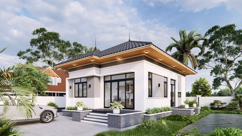 Biệt thự mini cấp 4 đẹp ở nông thôn, đầy đủ tiện nghi