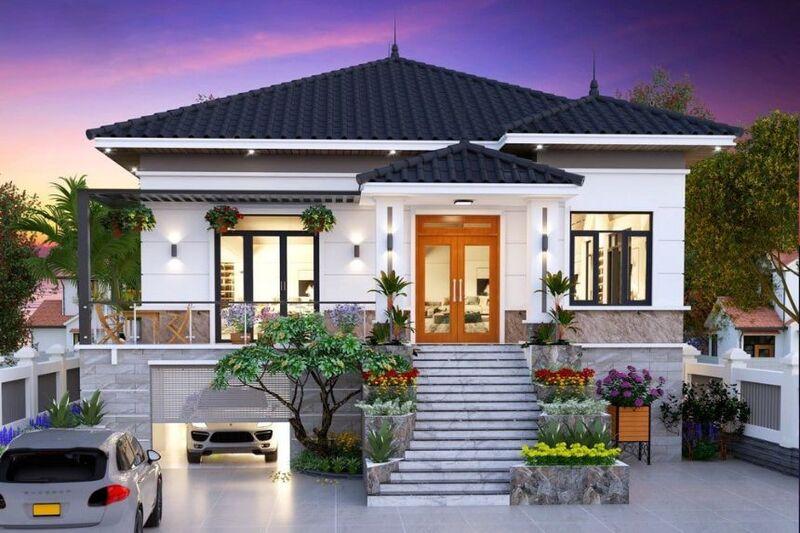 Biệt thự mini 1 tầng hiện đại, sang trọng