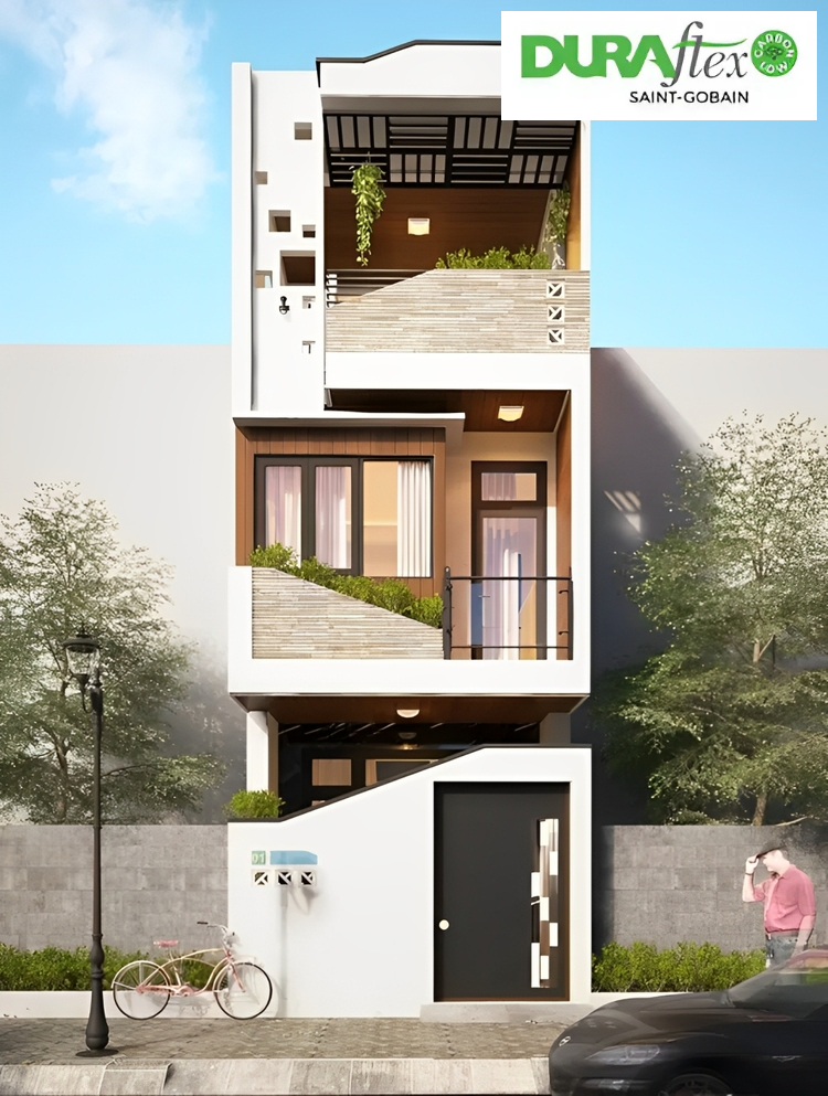 Mẫu mặt tiền nhà ống đẹp 3 tầng đơn giản nhưng đầy cuốn hút