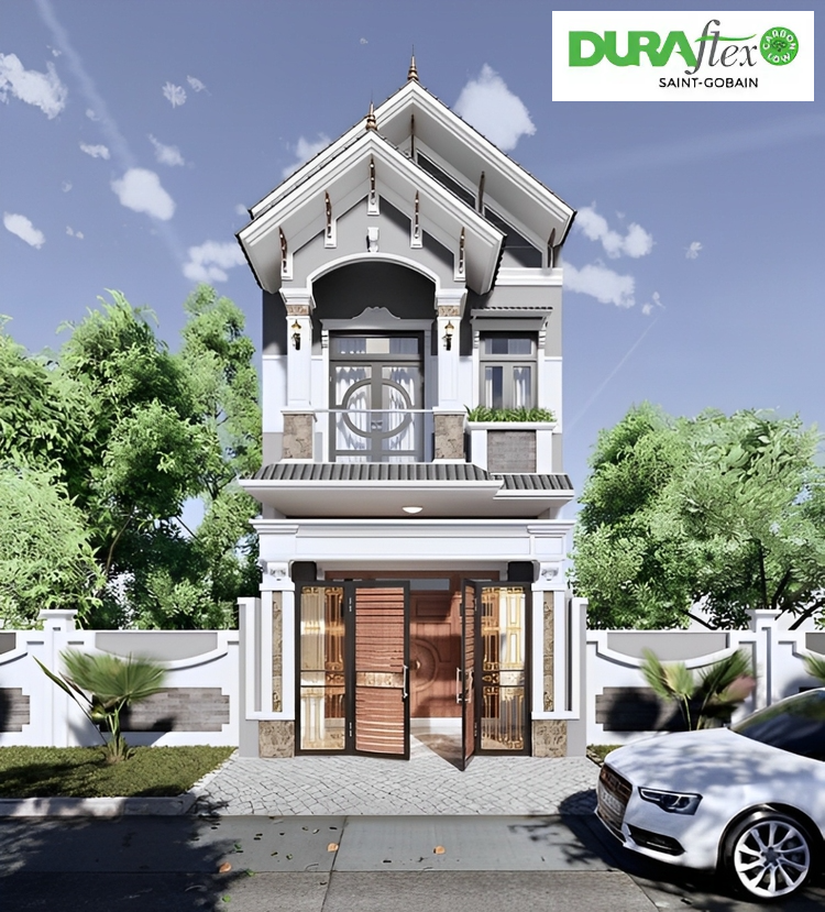 Mẫu mặt tiền nhà ống đẹp 2 tầng mái Thái, thanh thoát, thoáng đãng