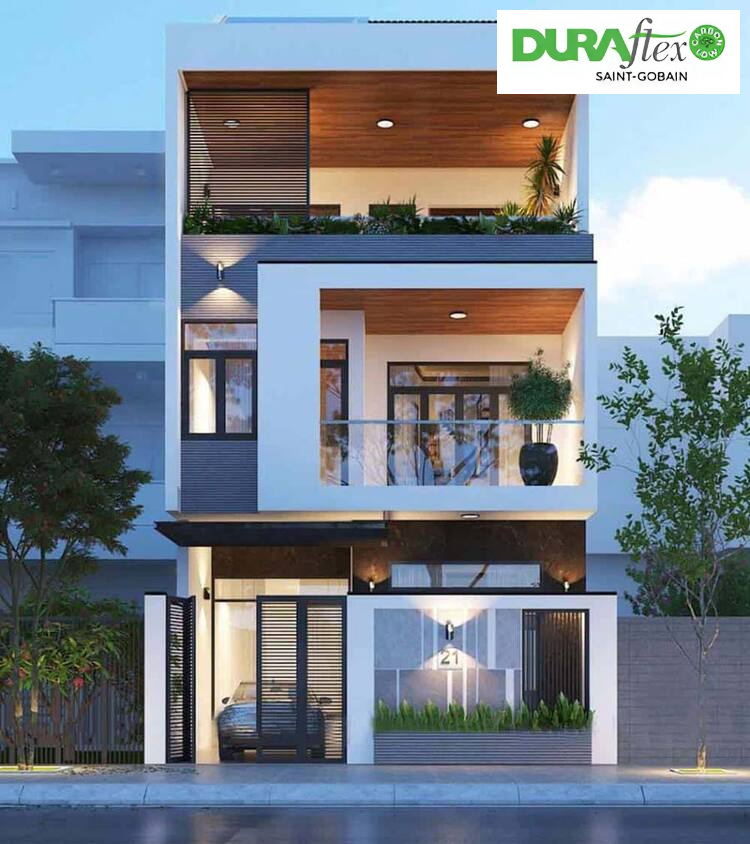 Mẫu mặt tiền nhà ống đẹp 7m với vẻ ngoài hiện đại, tận dụng ánh sáng 