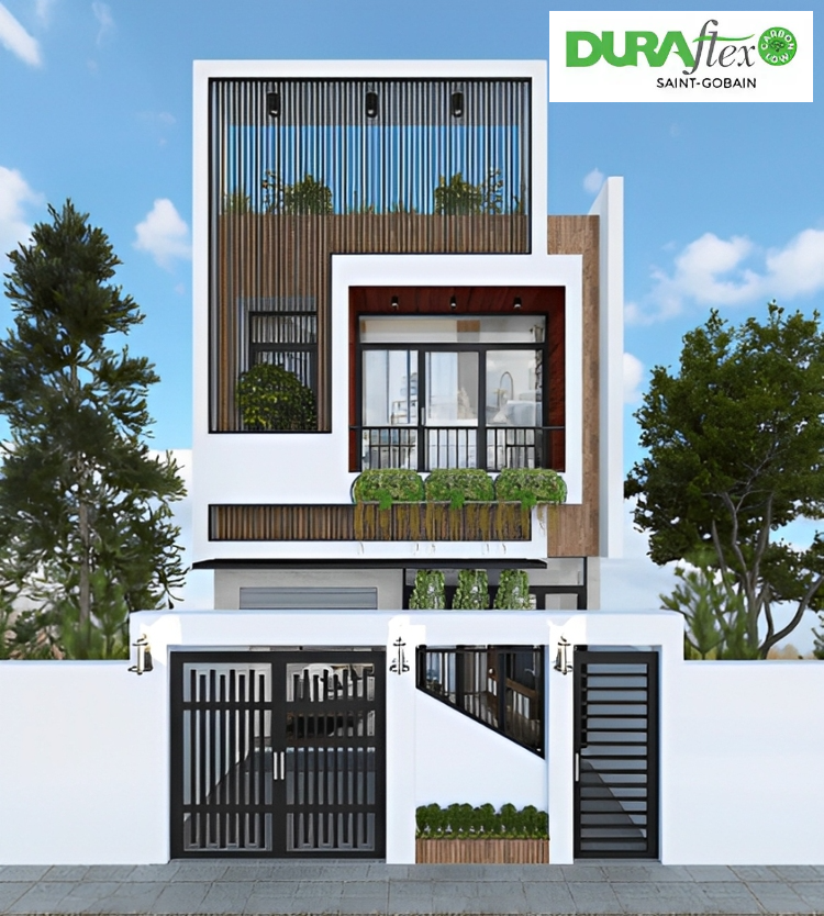 Mẫu mặt tiền nhà ống đẹp 2 tầng 1 tum hiện đại, chuẩn không gian sống lý tưởng