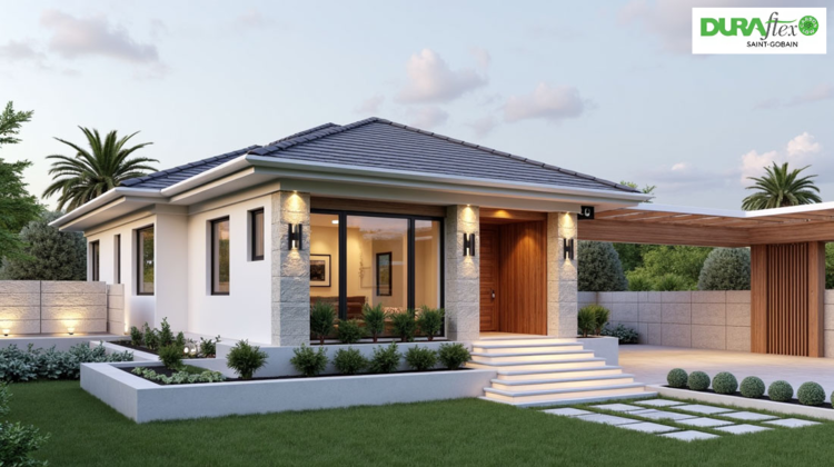 Mẫu biệt thự nhà vườn 1 tầng hiện đại với thiết kế mái Nhật