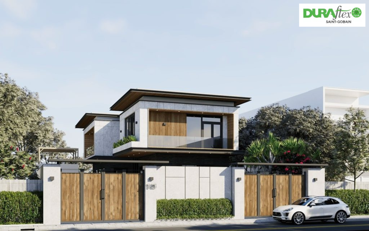 Mẫu biệt thự nhà vườn 2 tầng mái bằng tối giản, đầy đủ tiện nghi