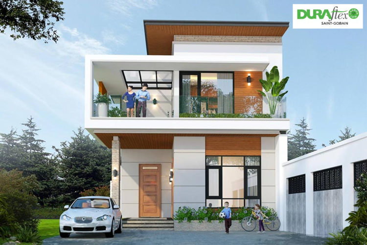 Mẫu biệt thự nhà vườn 2 tầng mái bằng hiện đại, sang trọng 