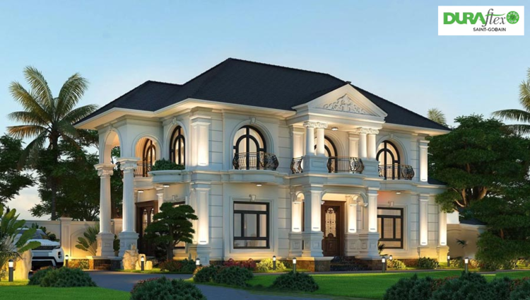 Mẫu biệt thự 2 tầng mái Nhật tân cổ điển đẹp, hài hòa với thiên nhiên