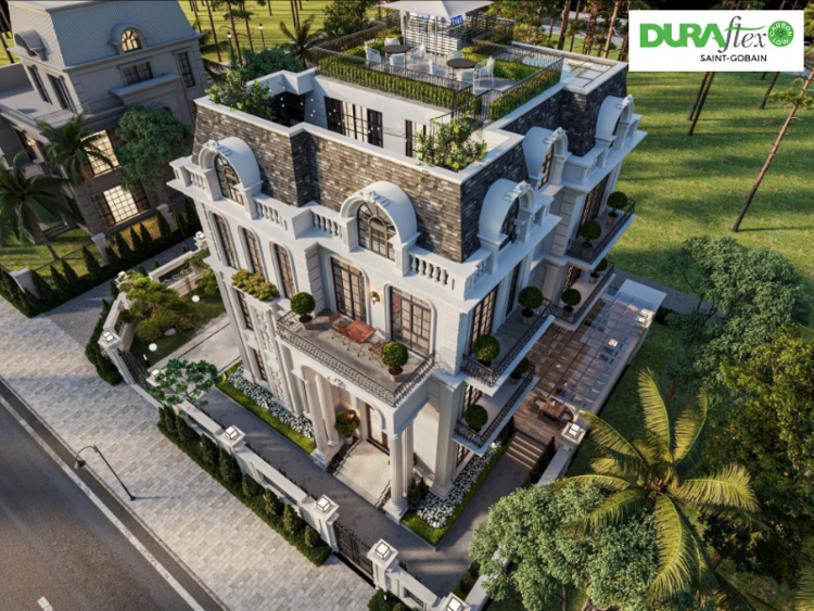 Mẫu biệt thự nhà vườn 3 tầng kiểu Pháp với các hoạ tiết, hoa văn cầu kỳ