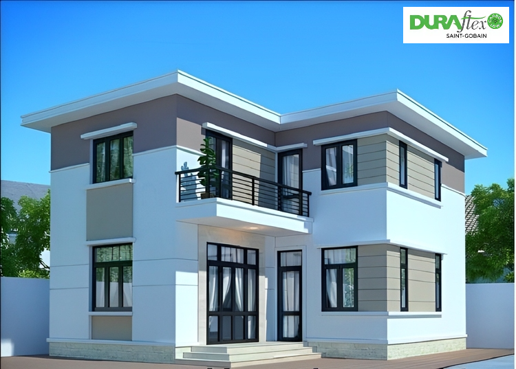 Phong cách thiết kế hiện đại phù hợp với các mẫu nhà 2 tầng chữ L 100m2