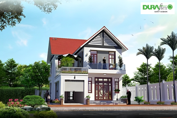 Mẫu nhà 2 tầng chữ L 100m2 3 phòng ngủ thiết kế khoa học